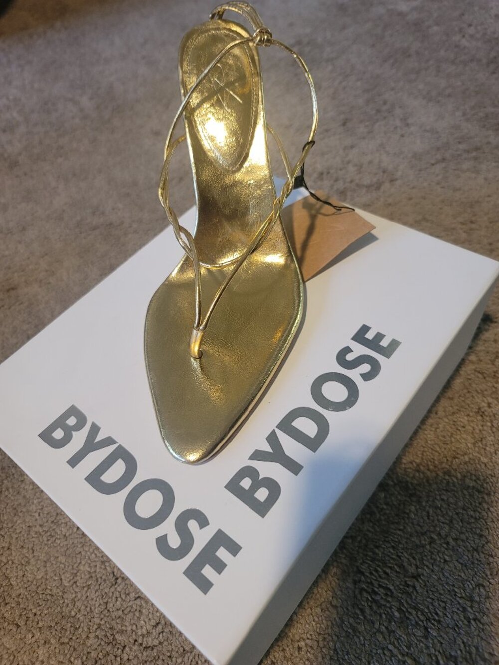 BY DOSE - Mid Aurum Knotted 100mm Thong Sandals - NWT
